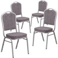 thumbnail image 1 of 4 Pk. HERCULES Series Crown Back Stacking Banquet Chair in Herringbone Fabric - Silver Frame, 1 of 9