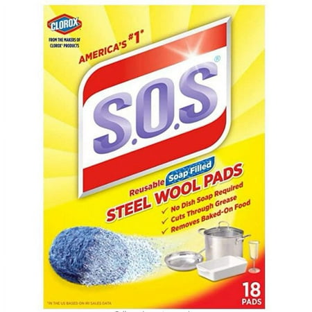 S.O.S Steel Wool Soap Pads 18.0 ea (Pack of 3)