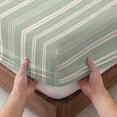 thumbnail image 3 of Twin XL Size Fitted Sheet Set - Sage Green Striped 2 Piece Bedding Sets 16" Deep Pocket Fitted Sheet with 1 Pillowcases, Farmhouse Stripes Modern Vintage Brushed Microfiber Hotel Luxury Bed Sheets, 3 of 9