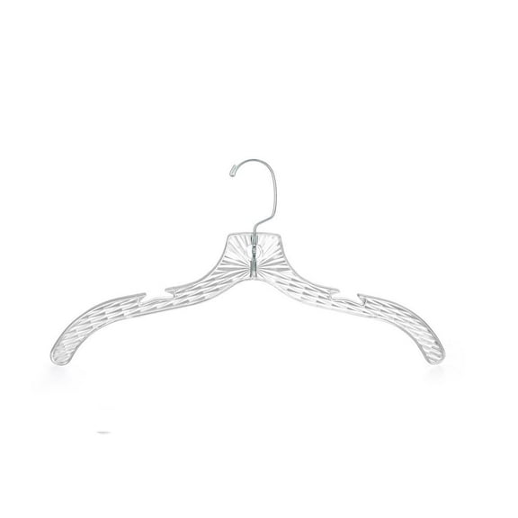 100 Pcs. Clear Plastic Hangers – Non-Slip, Crystal-Cut, Durable & Space-Saving Invisible Hangers for Suits & Clothing (Transparent)