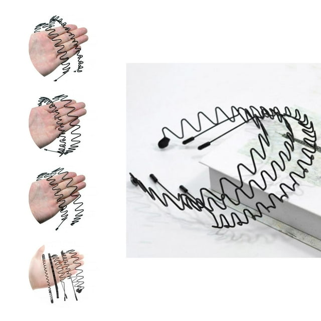 6Pcs/10Pcs Different Styles Adjustable Hair Hoops Anti-Slip Black Wavy Elastic Men Headbands Hair Accessories