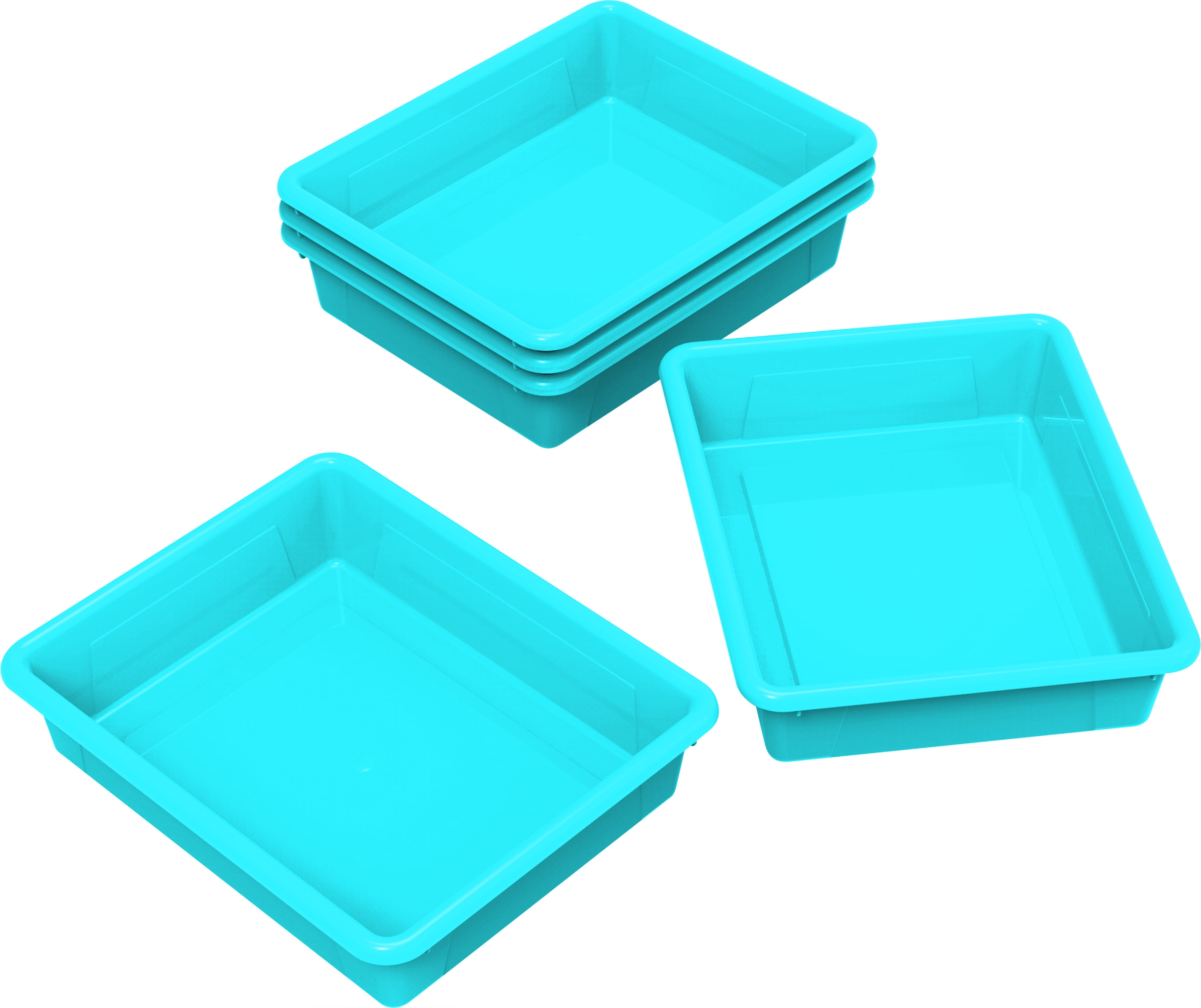 Storex Plateau de Rangement Plat, Format Lettre, 10 x 13 x 3 Pouces, Turquoise, Lot de 5