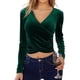 thumbnail image 1 of Pure Color Tops Slim Fit Wrap V Neck Tops Elegant Stylish Pleuche  for Women for Christmas Party ANGGREK Otros, 1 of 5