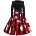 thumbnail image 2 of Holiday Party Dresses for Women Long Sleeve Crew Neck Dress Swing Dress Christmas Print Dresses Sexy Christmas Costume, 2 of 7