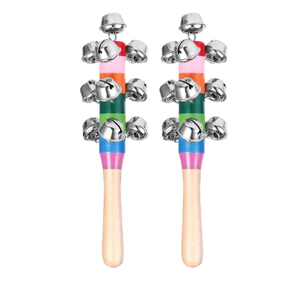 2PC Christmas Hand Jingle Bells, Lightweight & Loud Sound, Comfortable Grip, Suitable for Ankles/Wrists/Party Decoration