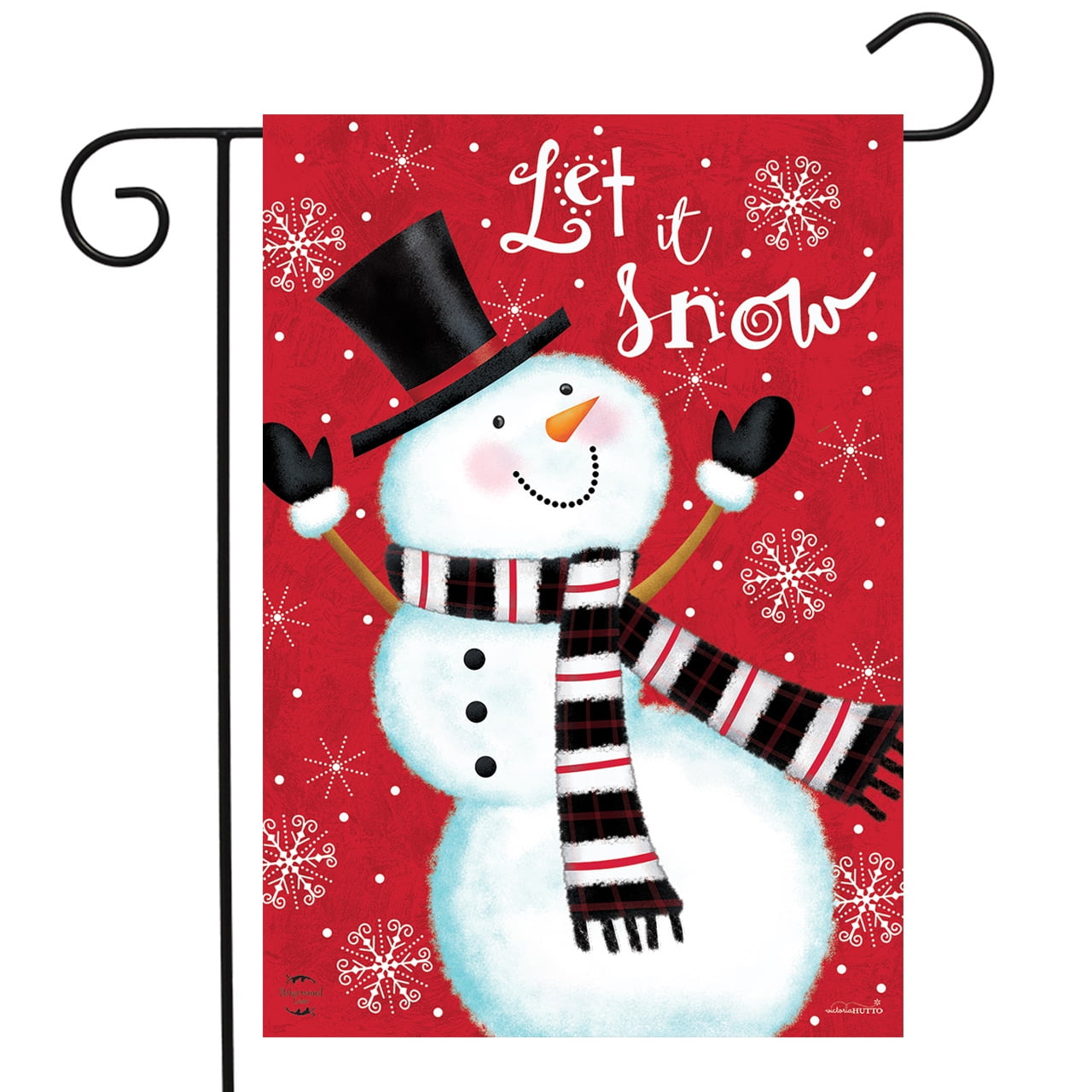 Winter Holiday Christmas Garden Flag Double Sided Snowman with Buffalo Plaid Scarf Yard Outdoor Decoration 12.5 x 18 Inch