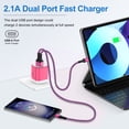 thumbnail image 3 of Type C Charger Fast Charging, Dual Port Charger Block with 2pcs USB C Cable 10FT, USB C Block Wall Charger Adapter Plug Charger Station w/ Type C Charging Cable Compatible for iPhone, Android, Pink, 3 of 7