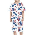 thumbnail image 4 of Bysome 4Th Of July Girls Outfit Set Striped Print Short Sleeve Crew Neck With Shorts Summer Independence Day Casual Girl Outfit Size 9-10 Years Blue, 4 of 5