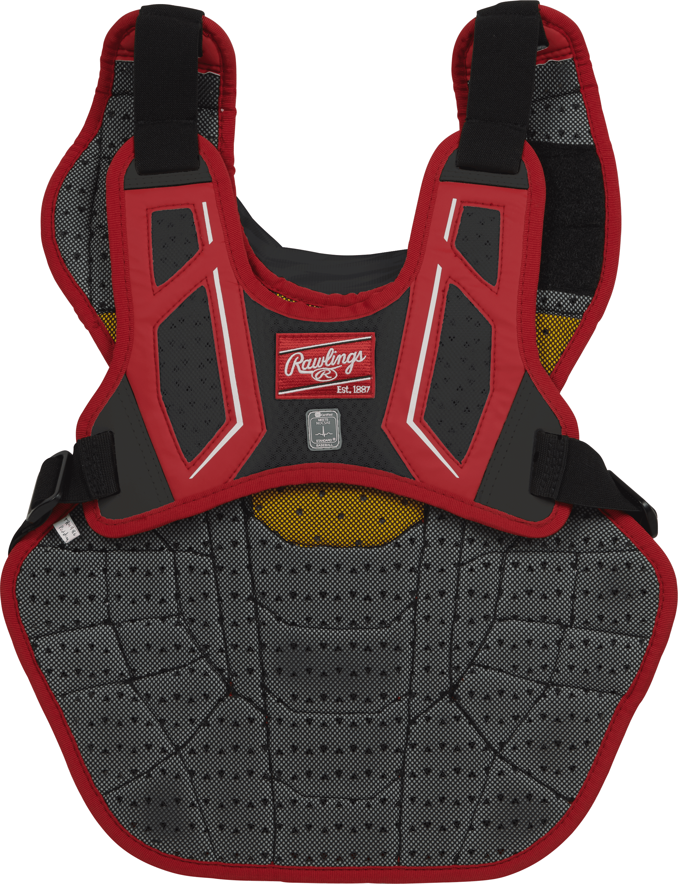 Rawlings Velo Baseball Adult Chest Protector | Black/Scarlet | Adult