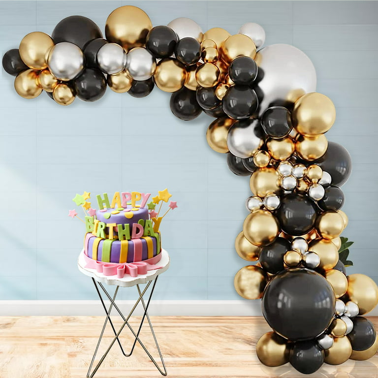  Black and Silver Balloon Arch Garland Kit Black Agate