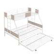 thumbnail image 5 of Harper & Bright Designs Twin Over Full Metal Bunk Bed with Trundle, Metal Bunk Bed Frame with 2 - Side Ladder and Full-Length Guardrail for Bedroom, White & Brown, 5 of 6
