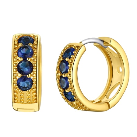 Gold Plated Hoop Earrings for Women December Birthstone Earrings Small Huggie Hoops with Cubic Zirconia Birthday Valentines Day Gifts for Girlfriend