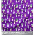 thumbnail image 1 of Soimoi Purple Rayon Fabric Cactus Leaves Print Sewing Fabric Yard 42 Inch Wide, 1 of 3