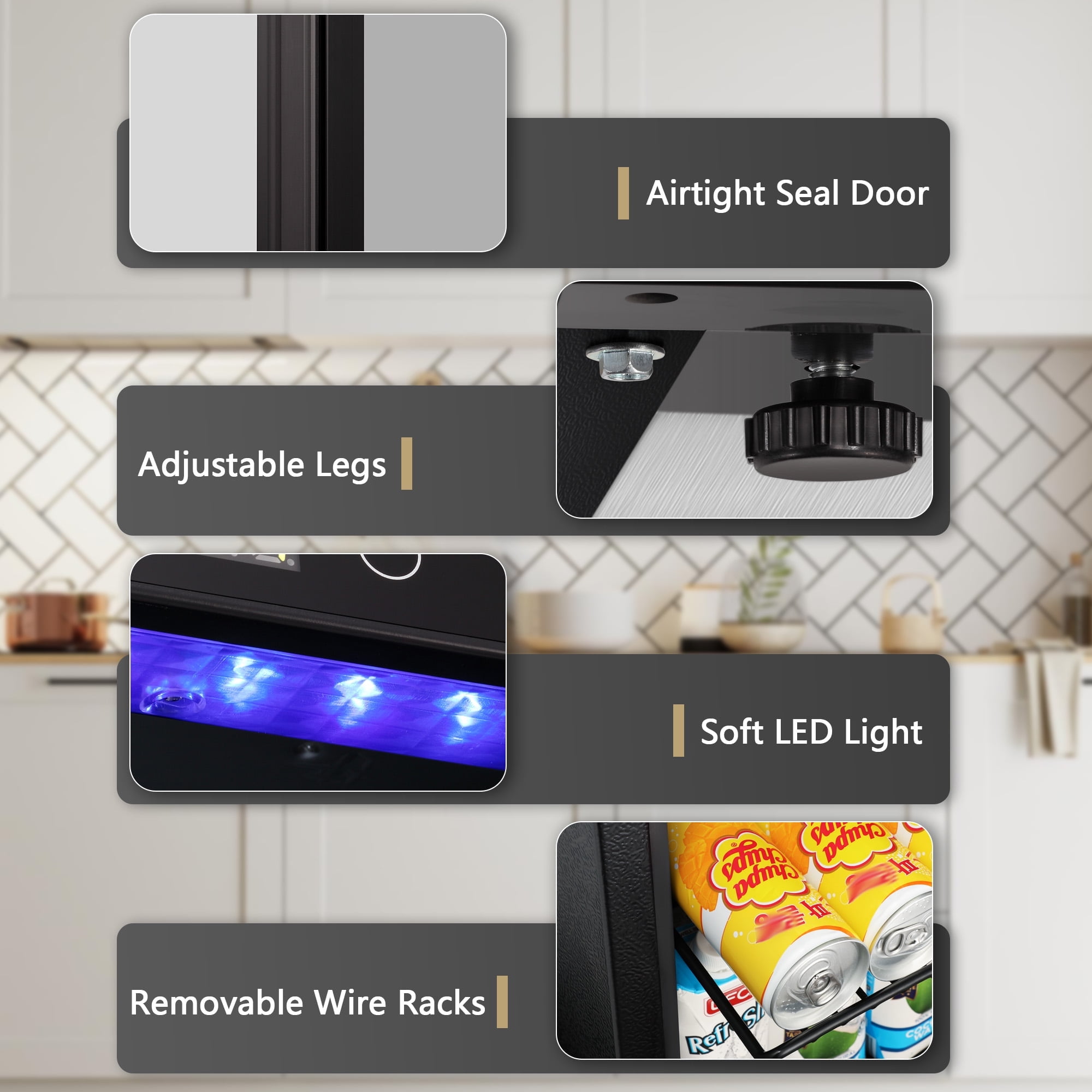 Electactic 1.7 Cu. ft. Beverage Refrigerator Cooler, 16 Bottle & 68 Cans Mini Wine Cooler with Glass & Exchangeable Door, Home/Bar/Office-Electactic