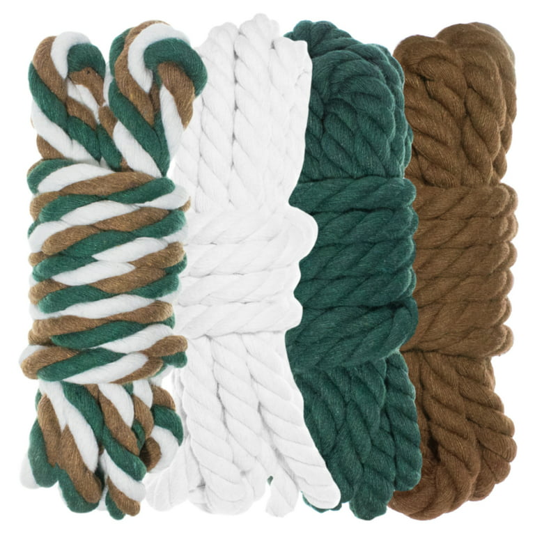 GOLBERG Twisted 100% Natural Cotton Rope - White Cotton Rope - (1/4 Inch x  100 Feet) 