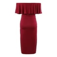 thumbnail image 4 of Annhoo Women's Maternity Outfits for Photoshoot Off Shoulder Solid Color Dress Ruffle Sleeveless Trendy Bodycon Dresses, 4 of 6
