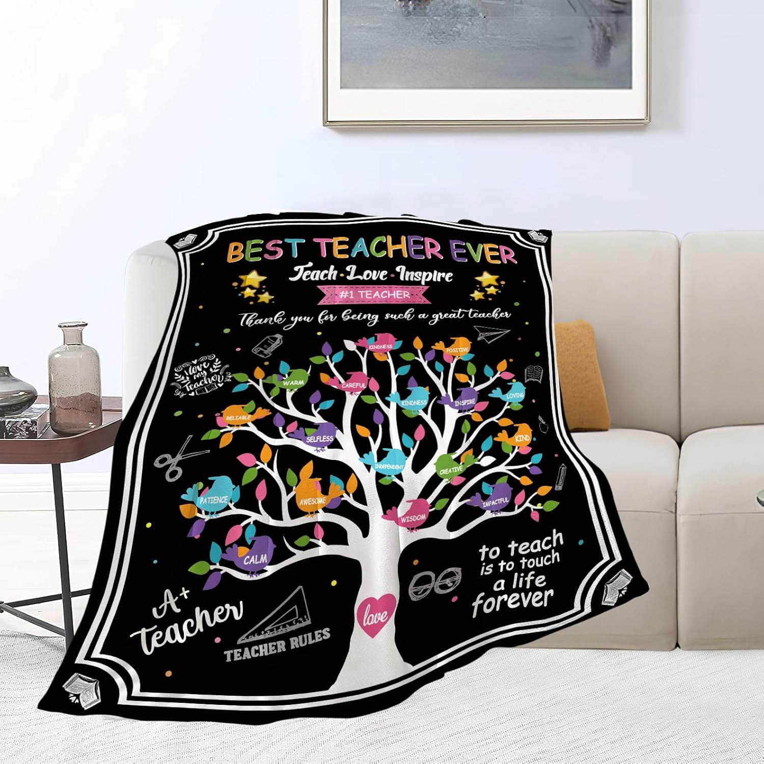 Best Teacher Blanket Teacher Throw Blankets Cozy Fleece Flannel Blanket Teacher Appreciation Gifts for Women Men Girls Adult for Couch Sofa Bed Decor 50"X60"