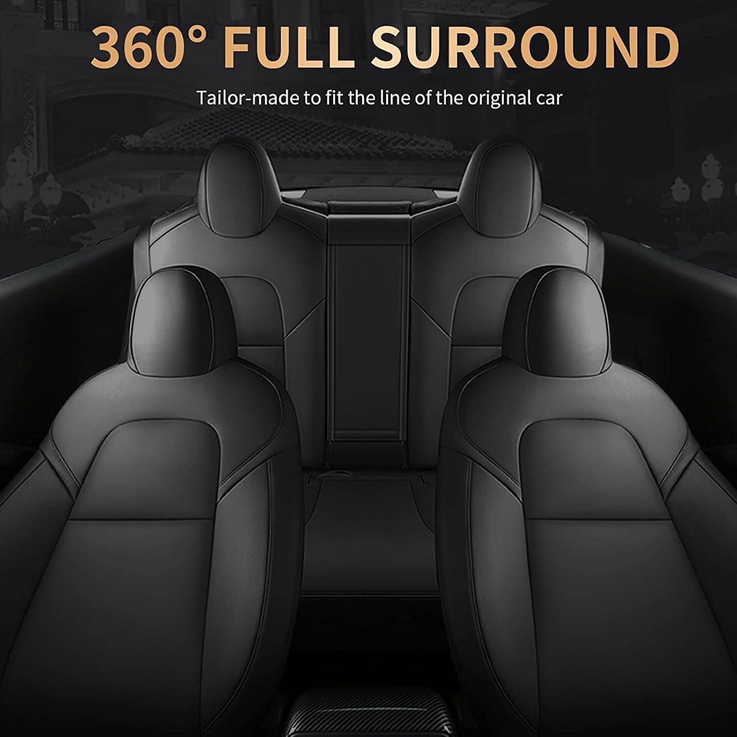 IKABEVEM Car Seat Cover Fit for Tesla Model Y 2023 2024 Full Set Customized Seat Covers (Black)