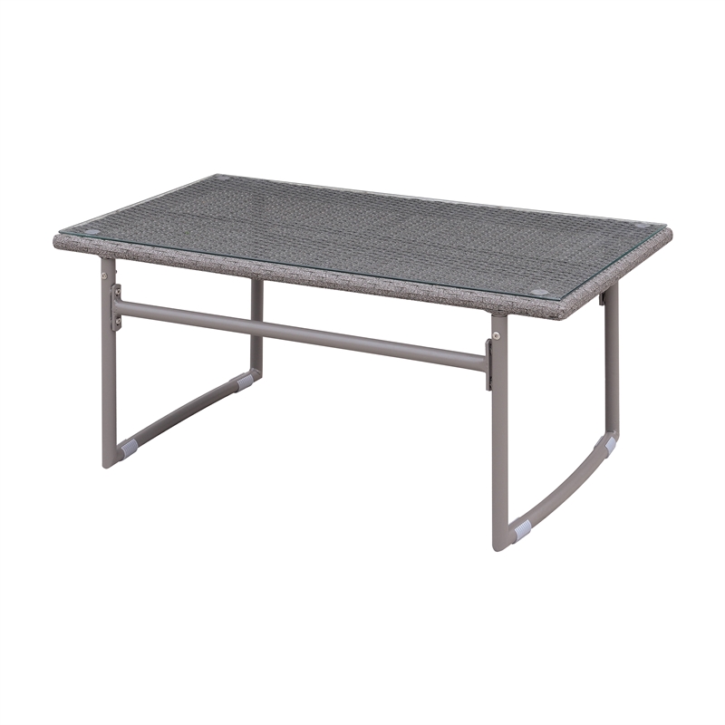 Furniture of America Contemporary Glass Top Patio Coffee Table