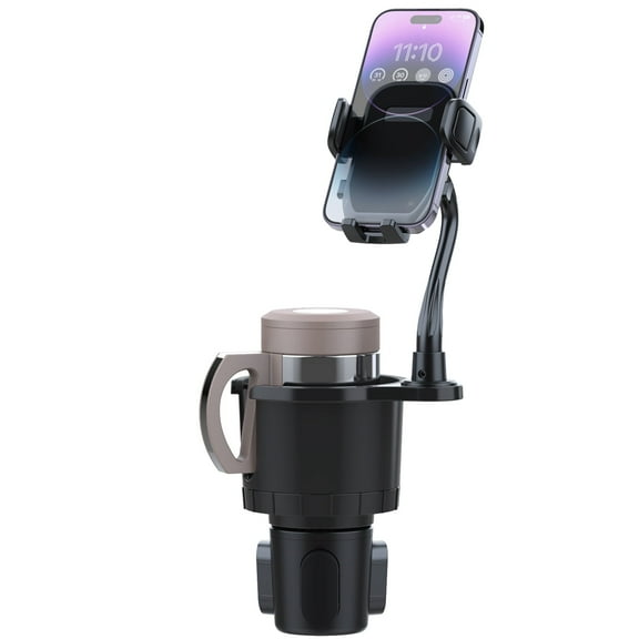 iMountek 2-in-1 Car Cup Holder Phone Mount with Adjustable Base | 360° Rotating Gooseneck Beverage Dispenser for All Cars, Trucks, & SUVs