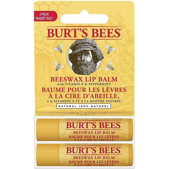 Baume hydratant pour les lèvres à la cire d’abeille d’origine naturelle à 100 % de Burt’s Bees, formule originale avec vitamine E et huile de menthe poivrée,