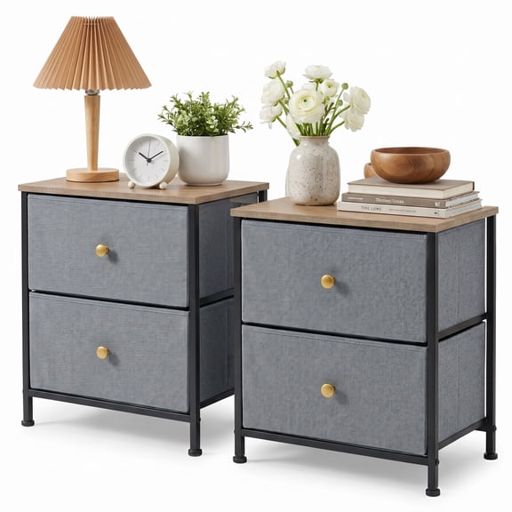 TrumanPick 2-Drawer Fabric Storage Dresser, Fabric Nightstand for Bedroom Set of 2, Small Dresser for Closet Dorm 11.8"D x 18"W x 20"H, Blue