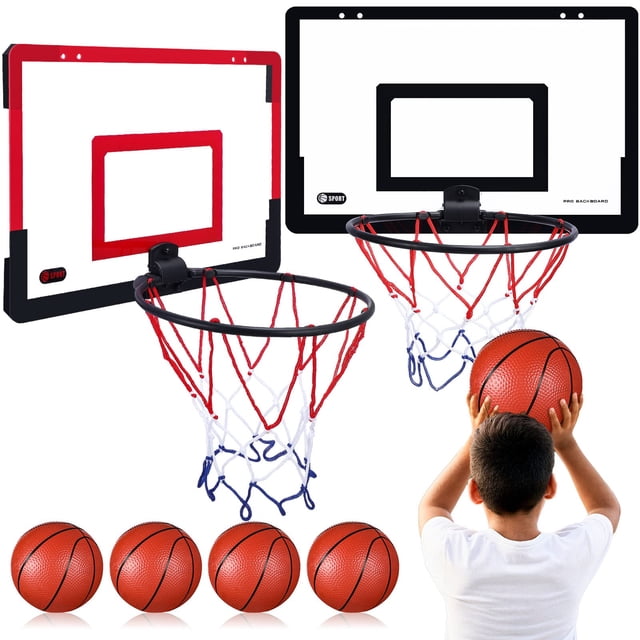 Mini canasta de baloncesto Sosation, 2 unidades con 4 pelotas, bomba para niños