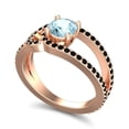 thumbnail image 2 of 2.50 Ct Round Cut Aquamarine & Black Onyx Gemstone Beautiful Engagement Ring for Ladies 14K Rose Gold Size 3 by Diamond-Capitals, 2 of 8