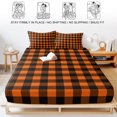 thumbnail image 5 of Queen Size Fitted Sheet Set - Black Orange Plaid 3 Piece Bedding Sets 16" Deep Pocket Fitted Sheet with 2 Pillowcases, Farmhouse Buffalo Check Gingham Brushed Microfiber Hotel Luxury Bed Sheets, 5 of 9