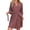 Pink, variant on Womens Comfy Bathrobes 3/4 Sleeve Wrap V Neck Belted Waist Sleepwear Pajamas Robe with Pocket