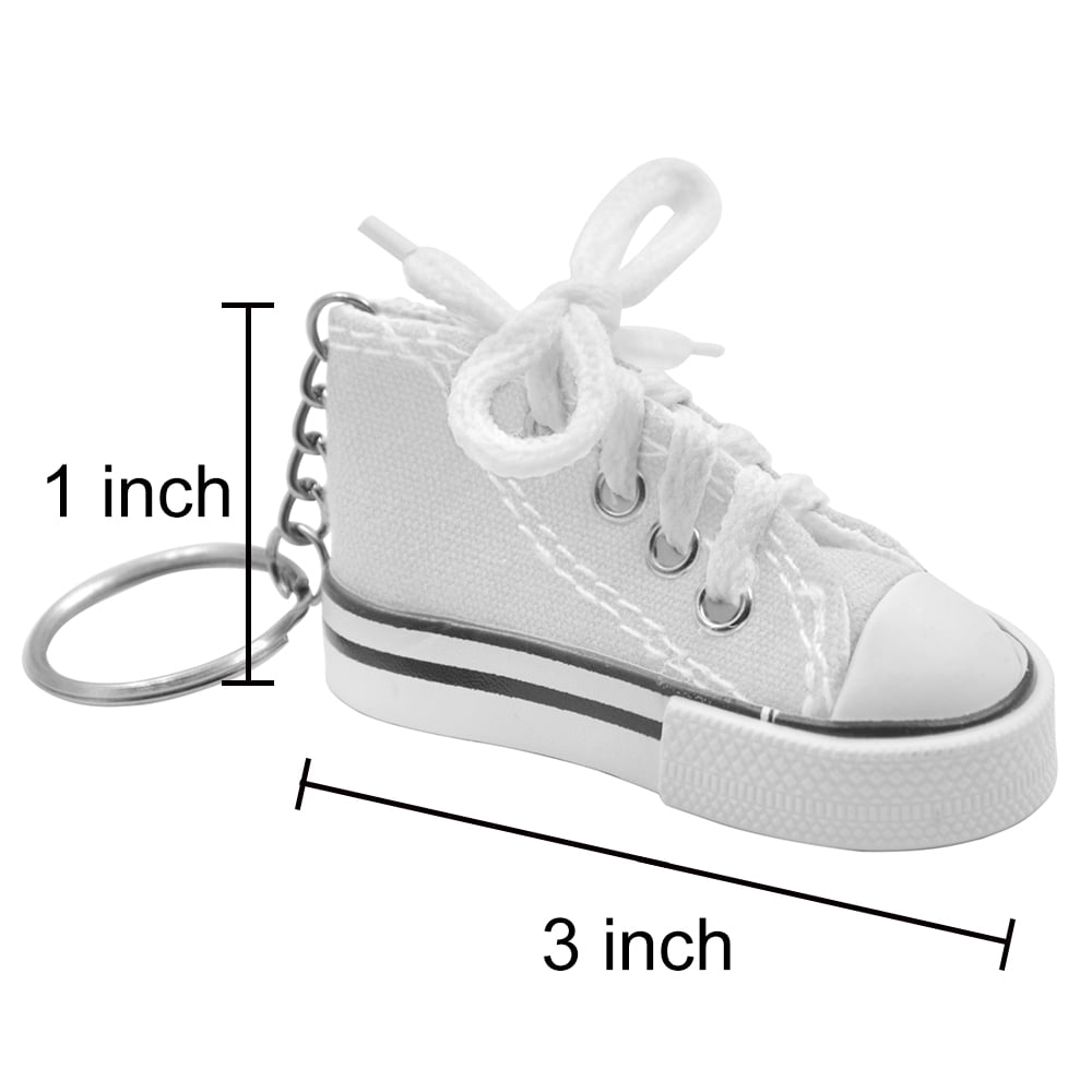 Aspire 24 Pack Colorful Canvas Sneaker Keychains, Novelty Shoes Key Ring, Party Favors