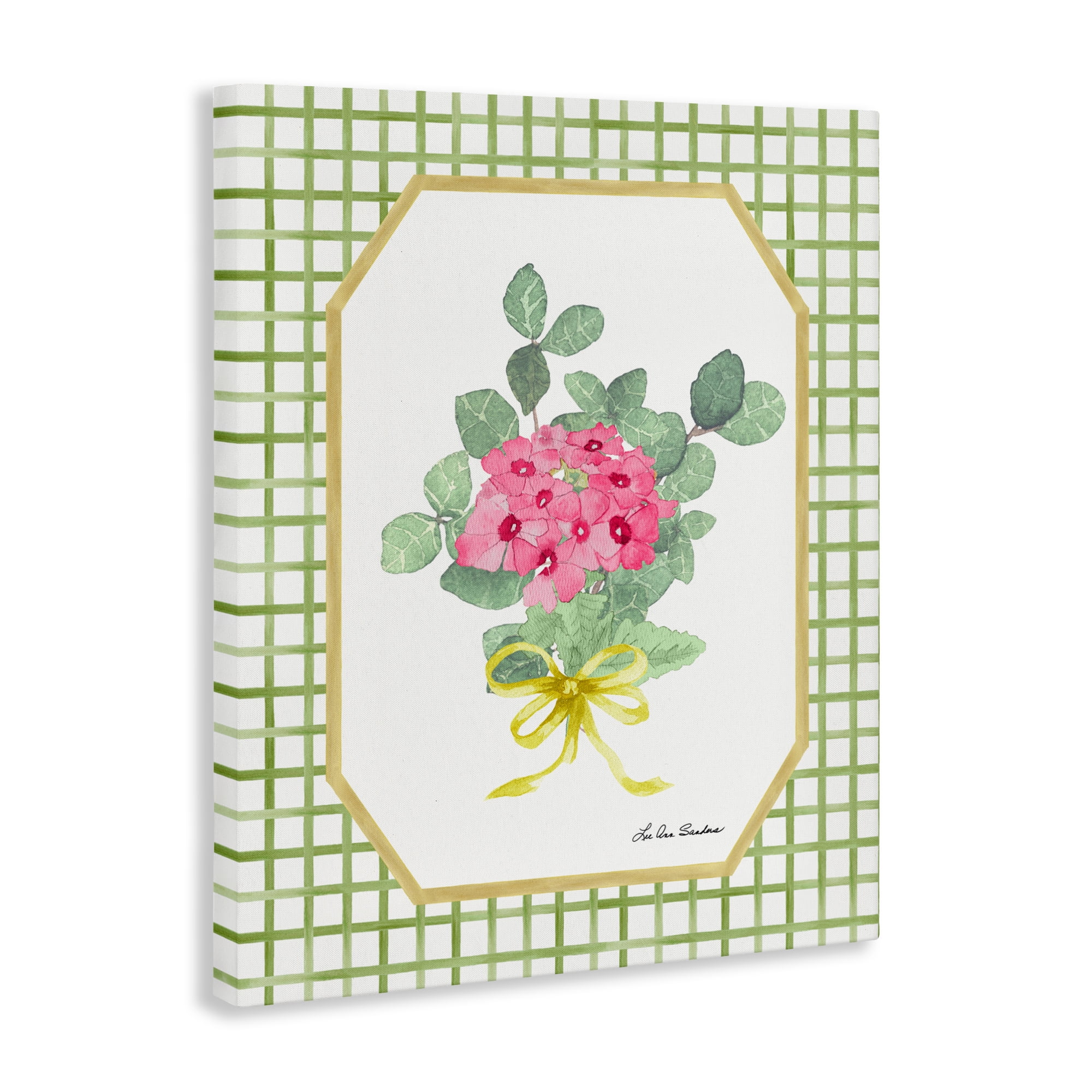 Botanical Story on Grid Pattern Canvas Wall Art, design by Lee Ann Sanders