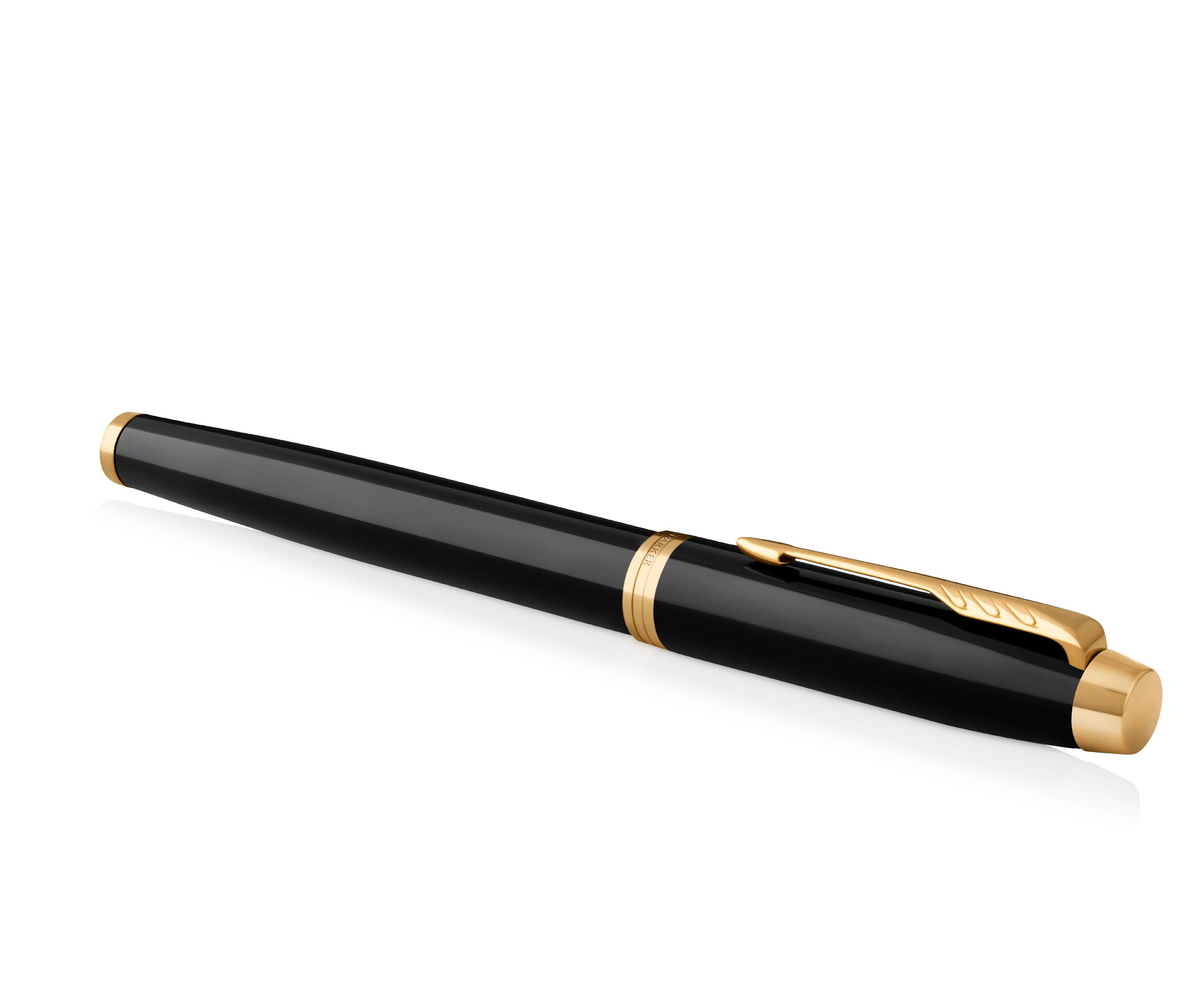 Black Lacquer Gold Trim New In Box Genuine PARKER IM Rollerball Pen 