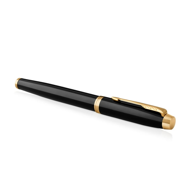 Geografía deslealtad Disgusto PARKER IM Rollerball Pen, Black Lacquer Gold Trim with Fine Point Black Ink  Refill, Gift Box (1931659) - Walmart.com