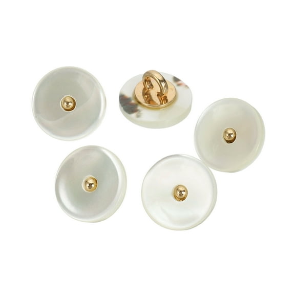 5 Pcs Bouton de Coquille Naturel, Boutons de Corps de Coquille de Bol 11,5 mm, Beige/or