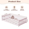 thumbnail image 6 of PORKISS Twin Floor Bed with Guardrails, Pink Wood Montessori Floor Bed Frame with Slats, Low Bed Frame for Kids Room, Open Entry Design, No Box Spring Needed, 6 of 10