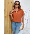 thumbnail image 5 of HOWCOME Button Down Shirts for Women Short Sleeve Business Casual Work Blouses(Rust Brown,Medium), 5 of 5