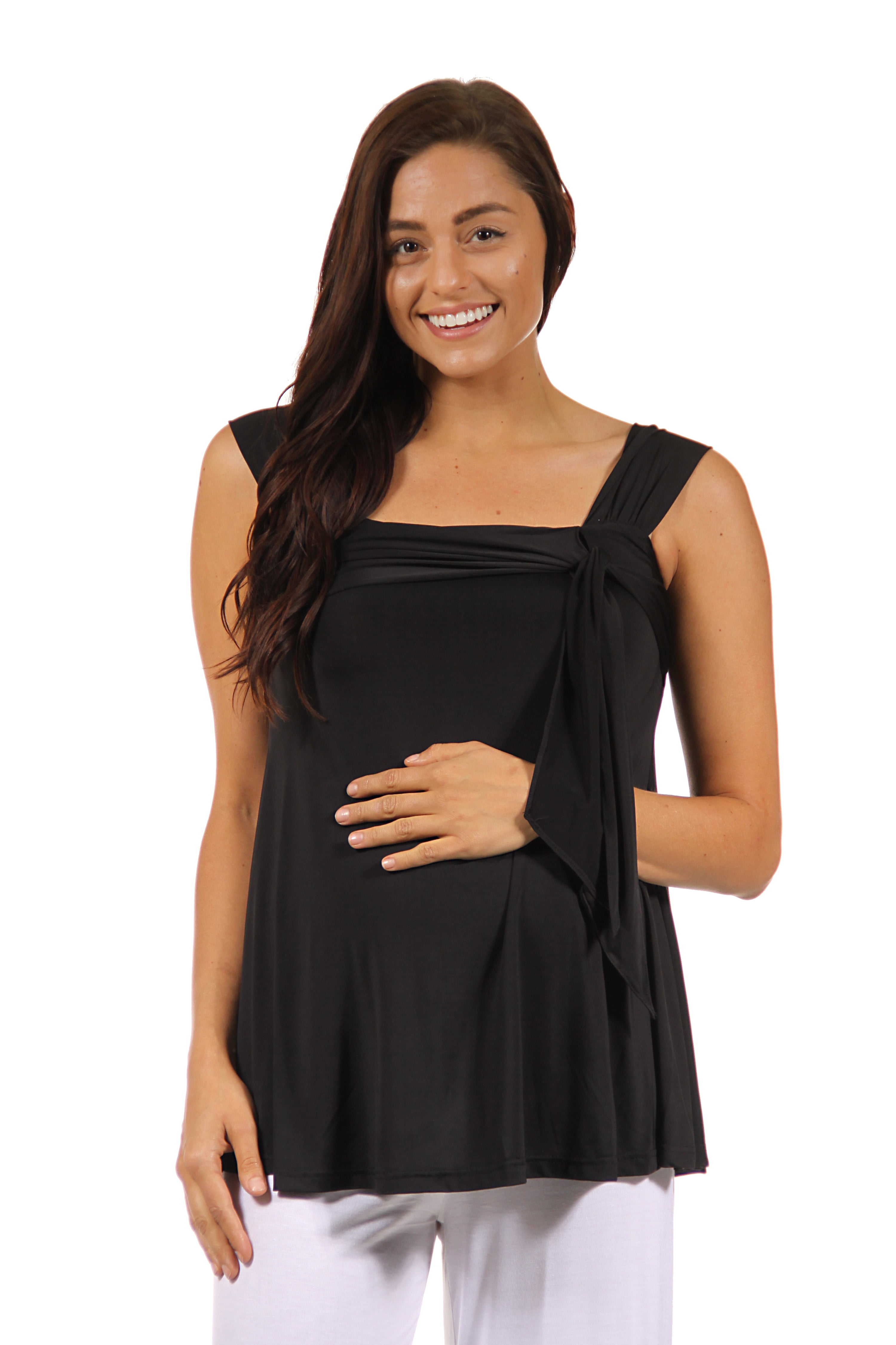 Women's Side Maternity Tie Tunic Sleeveless Tank Top