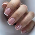 thumbnail image 1 of 24 Uds. Uñas postizas de lado blanco francés rosa desnudo uñas cortas simples belleza prensa en uñas postizas cubierta completa puntas de uñas artificiales Tan Jianjun unisex, 1 of 2