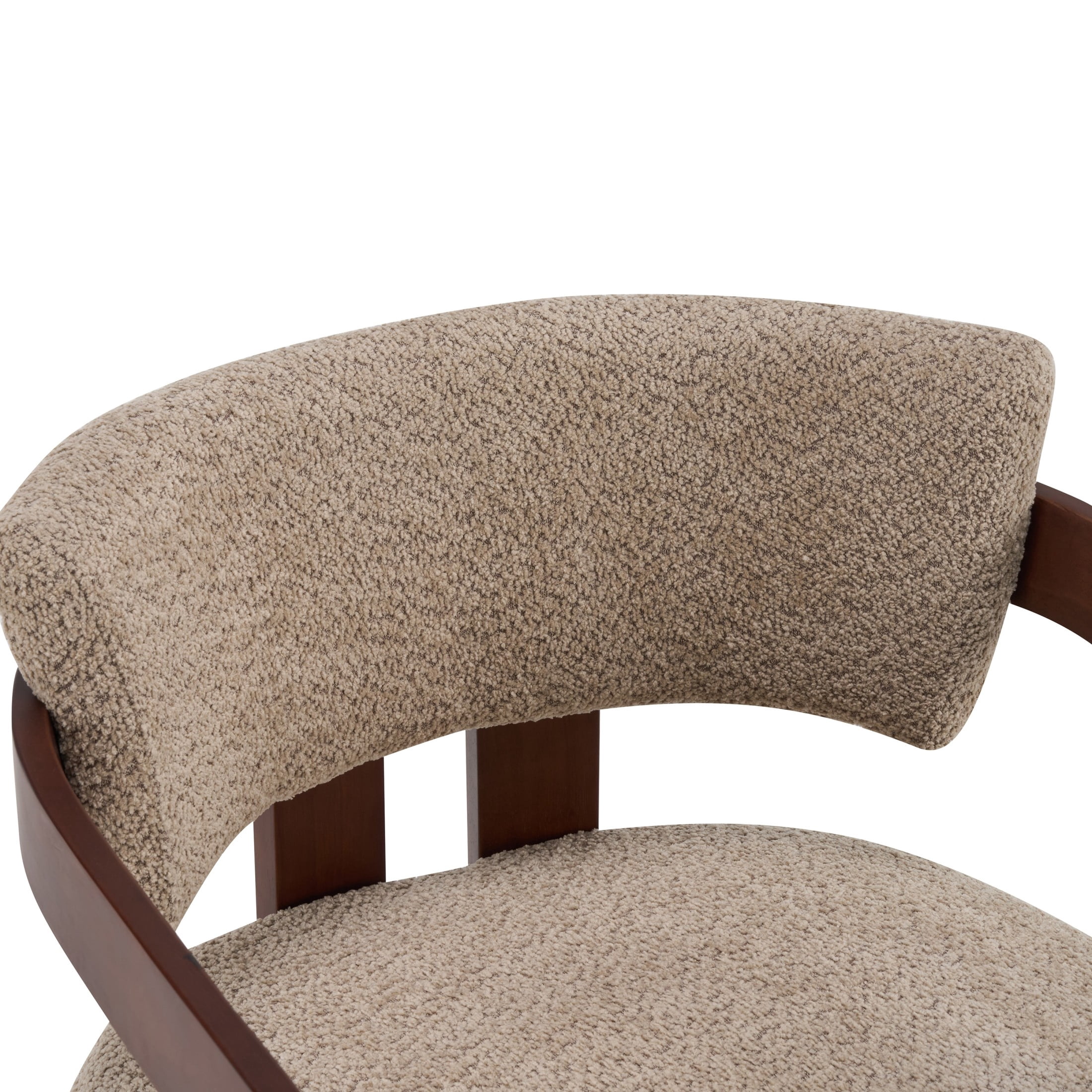 Christopher Knight Home Mid-Century Modern Boucle Upholstered Accent Arm Chair, Wood Frame, Light Brown