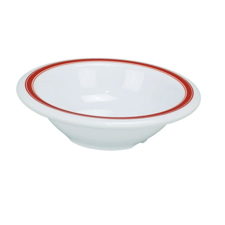 

Houston Round Soup/Salad Bowl 12 Oz. 7 1/2 Dia. X 1 3/4 H Melamine White Red Rim 12 packs