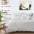 thumbnail image 4 of White Burlap Texture Duvet Cover Set, Farmhouse Vintage White Soft Duvet Cover Full Size Bedding Set 4 Pieces, 1 Quiltcover and 2 Pillowcases with Zipper, 1 Bed Sheet for All Seasons, 4 of 9