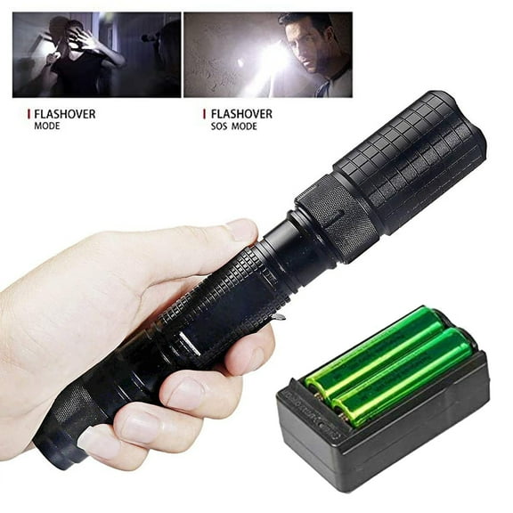 LED Tactical Flashlight,Bright Flashlight 90000 Lumens, Rechargeable Zoomable Portable Camping Handheld Light,5 Modes,for Home Everyday Outdoor Hiking Emergency Waterproof Ultra-Bright, Emergency