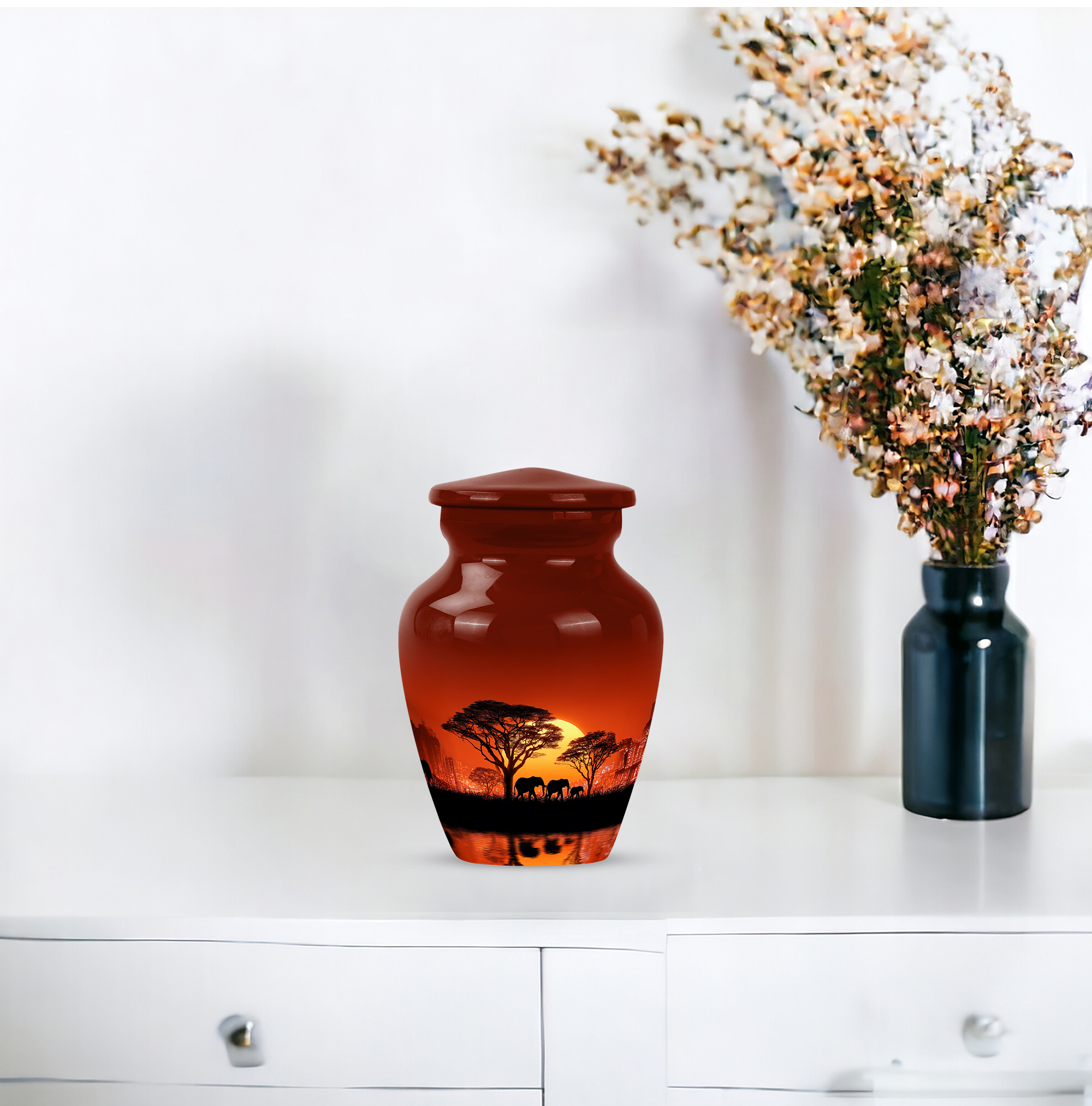 Elephant Decorative Urns For Male & Female Ashes, Funeral Urn For Human Ashes Men & Women, Small Keepsake Cremation Urns For Adult Men (Size-3 Inch 4 Pcs)