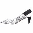 thumbnail image 4 of Womens French Connection Kourtney Elastic Slingback Dress Pumps - Black/White, 4 of 6