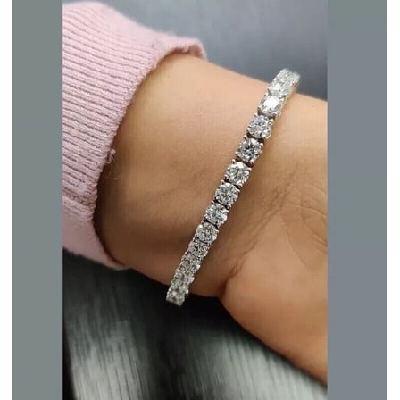14K White Gold Plated 6Ct Round Cut Lab Created Diamond Women's Tennis Bracelet
