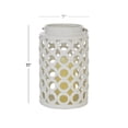 thumbnail image 3 of DecMode White Ceramic Circles Decorative Candle Lantern with Cut Out Design, 3 of 8