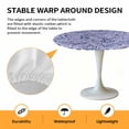 thumbnail image 2 of Elastic Fitted Round Tablecloth, Purple Navy Blue Waterproof Stretch Table Cover for 45"-54" Tables, Retro Botanical Abstract Art Washable Outdoor Tablecloths for Patio, Picnic, Camping, 2 of 9