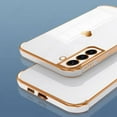 thumbnail image 4 of Compatible with Galaxy S21+Plus Case Camera Lens Protection Luxury Plated Love Heart Cute Side Small Pattern Slim Airbag Shockproof Cover Phone Cases for Samsung Galaxy S21 Plus 5G 6.7"-White, 4 of 16