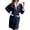 Blue, variant on Women's Shawl Collar Robe Soft Flannel Robe Long Sleeve Belted with Pockets Cozy Fleece Loungewear for Winter Nights Belted Bathrobe Blue M
